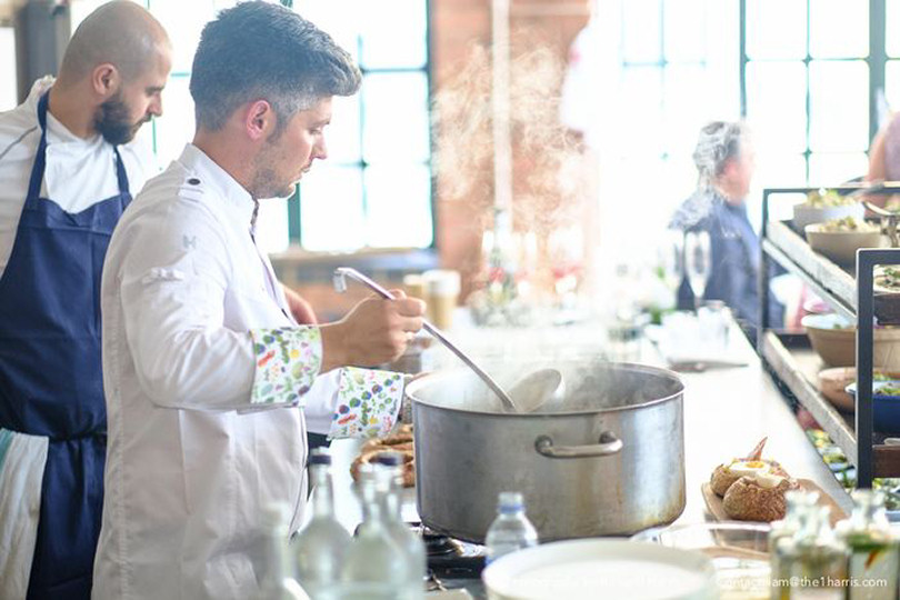 Chef Damian Wawrzyniak at Jamie Oliver's FIFTEEN